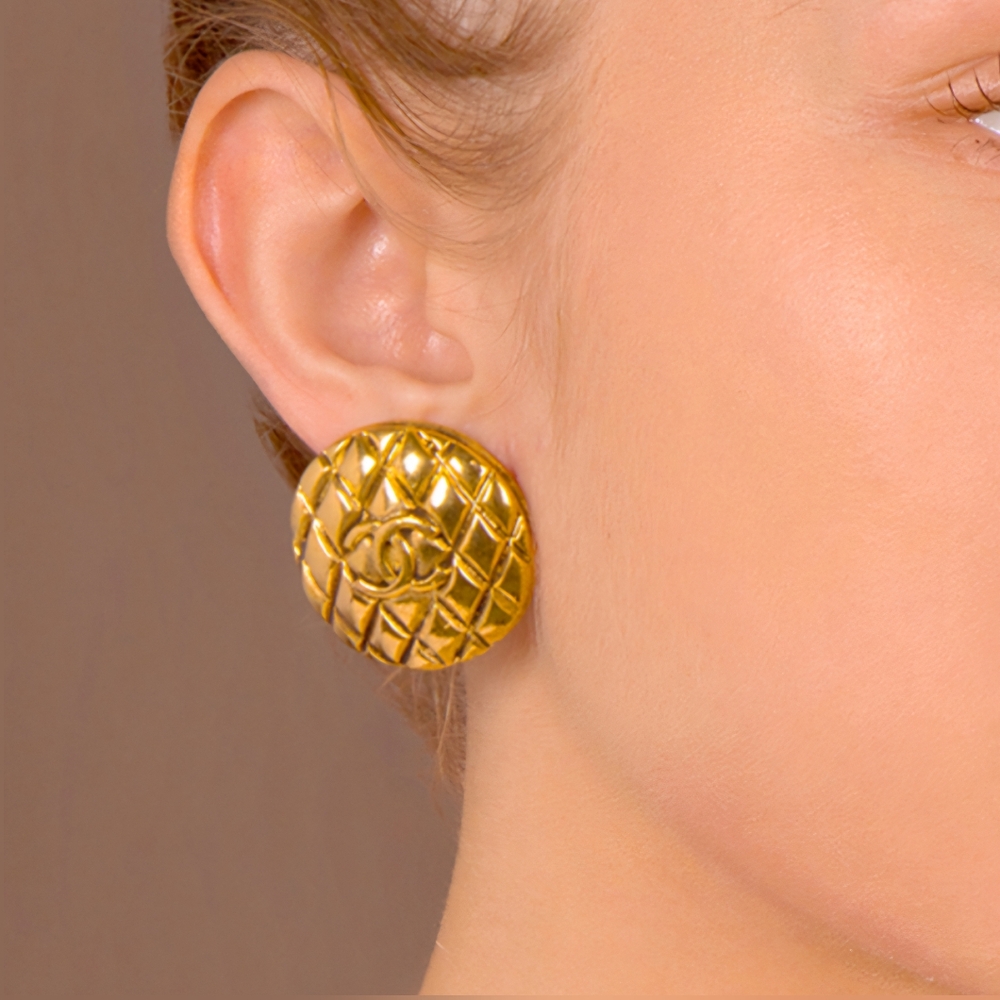 Chanel 24k Gold-plated Large Clip-on Earrings